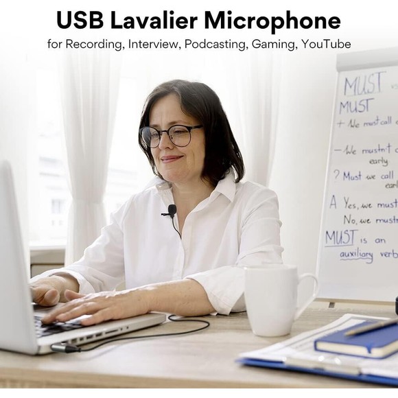 USB Lavalier Microphone-MAONO AU-UL10 192kHz/24bit Omnidirectional Lapel Hands - Picture 8 of 14